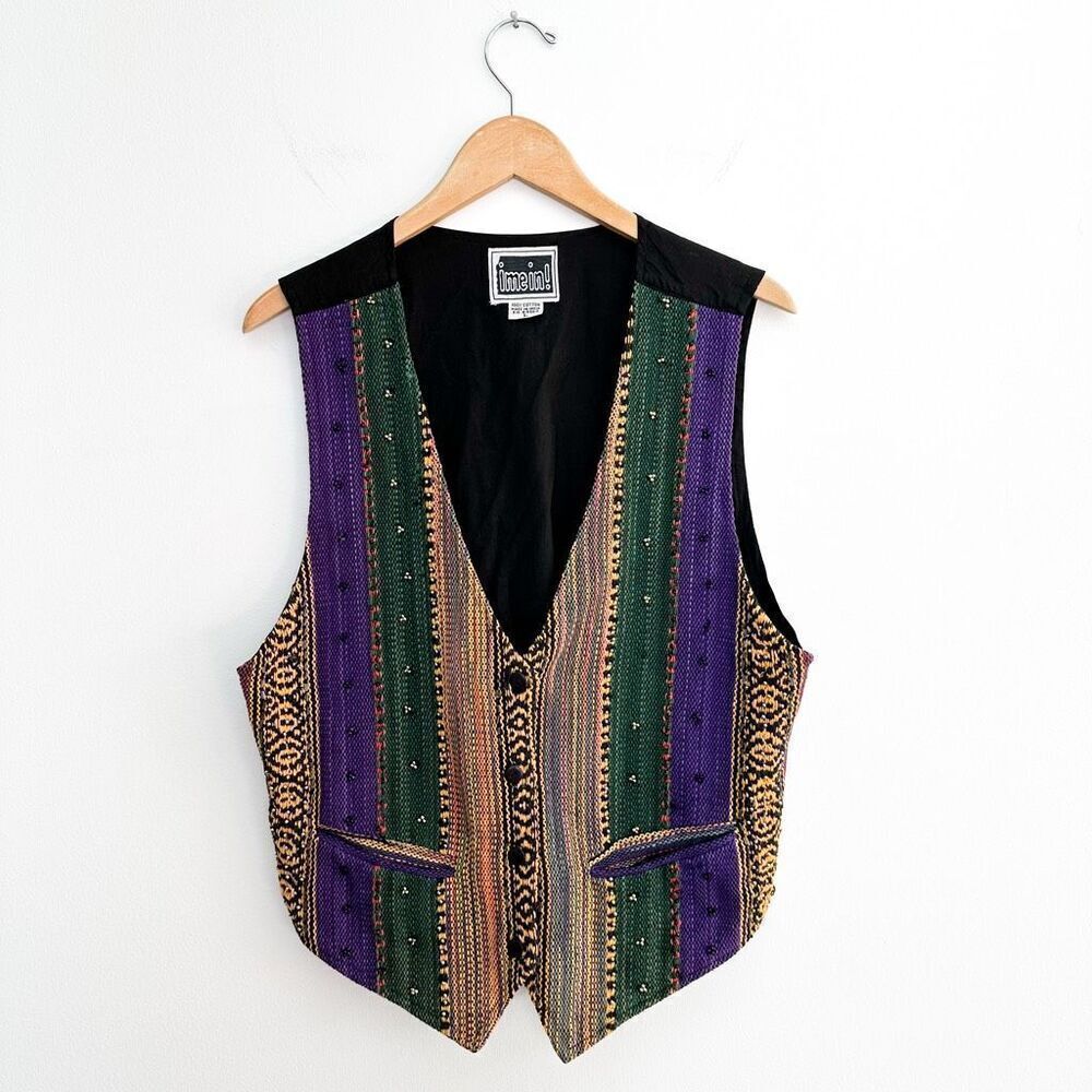 imein! Women’s Vintage Multicolor Beaded Embroidered Needlepoint Vest